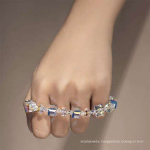Amazon hot sale charm glass beads bracelets transparent color square zircon womens crystal bracelets